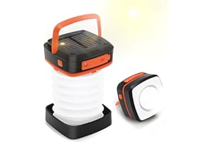 CARPESUN Plegable Solar Lámpara Camping, Linterna de Camping Recargable, Banco de Energía Portátil para Camping con 3 Modos de Luz para Camping Pesca Emergencia, 1 Pieza