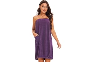 Ymmchy Women Wrap Towel Robe Wrap Spa Bathrobe Adjustable Buttons
