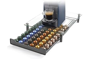 HiveNets Przechowywanie kapsułek na kawę do szuflady podtrzymującej kapsułki z kryształowym szkłem hartowanym na 60 szt