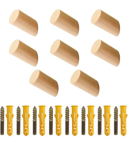 Attaccapanni A Parete Universale In Legno Con 4 Ganci – Kit Di Montaggio Incluso, Multifunzione