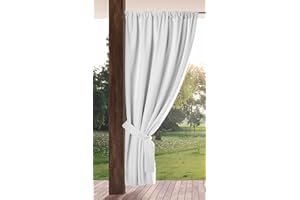 Eurofirany GARDEN Outdoor Curtain with Rod Pocket - 1 pc. Sun Protection, Privacy Screen, Windproof, Waterproof Curtain for Patio, Gazebo, Pergola, Porch, W61 x L79, White