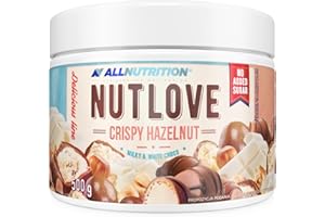 ALLNUTRITION Nutlove Crispy Hazelnut - Pâte à Tartiner aux Noisettes - Sans Sucre Ajoutée - Collations Saines - Friandises Hypocaloriques - Naturel - 500 g, ‎10.5 x 10.5 x 8 cm
