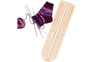 BUNIQ Règle De Chaussette pour Chaussettes Tricotées, Bloqueur De Chaussettes en Bois pour Le Tricot, Règle De Chaussette, Règle De Mesure De La Taille du Crochet, Bloqueurs De Chaussettes