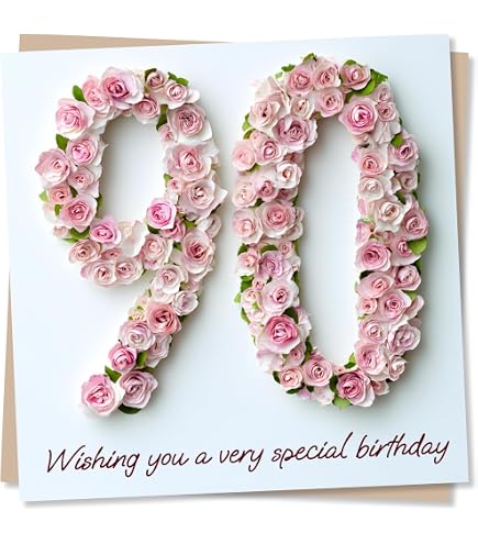 Sottobicchiere Per Tazza Happy 90th Birthday - Rosa Lucido In MDF - 9x9 Cm - Compleanno 90 Anni