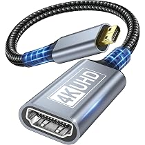 Cavo Micro HDMI A HDMI 2m 4K@60Hz Con HDR E ARC, Per Raspberry Pi 5/4, GoPro, Sony, Nikon, Canon, Tablet E Monitor