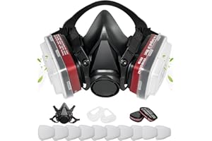 ANUNU Chemische Gesichtsschutz with Filter and Brille für Lackieren, Staub, Epoxidharz, Farbe