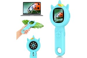 BEBANG Microscopio per bambini Mini portatile con schermo: lente d'ingrandimento digitale portatile 500X con fotocamera HD - Giocattoli regalo per bambini da 3 a 12 anni, Monete, Piante, Scheda SD da 32 GB