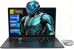 LEEDOW Laptop PC-15.6" 16GB RAM LPDDR4 512GB SSD Laptop Computer Alder Lake-N95 CPU up to 3.4Ghz Notebook Support Touch ID, WiFi, BT Notebook for Work,Student,Movies