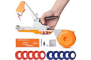 Soojook Legatrice per Piante, 50mm Legatrice per Pomodori, Vigneto, Cetriolo, Macchina per Legare i Pomodori con 10000pz Graffette 10 Rotoli di Nastro SW-8105O