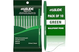 Eziglide 10-Pack Ballpoint Pen Set, Green - Smooth Writing Action-Medium Point 1.0mm Multipack - Ball Point Pens Ideal Pens for School, Home or Work Stationery Supplies