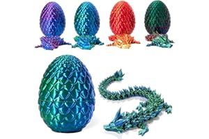 KUGGTY 3D Printed Dragon in Egg, Full Articulated Crystal Dragon with Flexible Joints - Home Decor Executive Desk Toys for Autism/ADHD (Green)