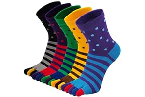 ZFSOCK Skarpety męskie, bawełniane, z pięcioma palcami, kolorowe, z palcami, do biegania, pracy, sportu, EU 39-44, 5 par