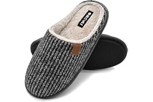 ONCAI Pantofole da Uomo Invernali strisce, Comoda Memory Foam Calde Scarpe da Casa in Lana Con Suola Antiscivolo 40-47 40-47