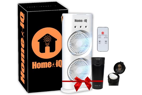Home iQ Portable Mini Air Cooler USB Rechargeable Battery Fan for Personal Cooling Instant Relief from Heat Compact Air Conditioner for Home, Office & Outdoor (2 Year Warranty)