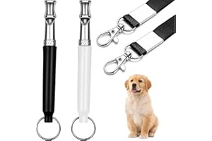 Fonyiunce Paquet de 2 Sifflets à Ultrasons pour Chien Sifflet pour Chien avec Lanière Sifflet à Ultrasons Réglable pour Chien Sifflet et Clicker pour Le Dressage de Chien