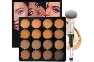 Joyeee Palette de Contouring Anti-Cernes, 16 Couleurs Palette de Poudre Cosmétique Correcteur de Couleur Moyenne à Foncée avec Pinceau, Couvre les Cernes, les Bleus