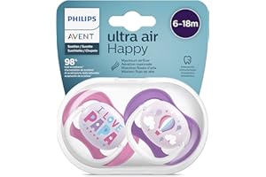 Smoczek Ultra Air Philips Avent, dla dzieci od 6 do 18 miesiąca życia, ortodontyczny i bez bisfenolu A, 2 szt., w zestawie sterylizator/torba do przenoszenia, SCF080/04