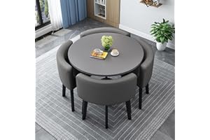 GTYUNZP Round/Square Dining table Set with Chairs, Modern Conference Table and 4 Chairs Set, Reception Table and Chair Combination,Wooden Kitchen Table Set for 4 for Living Room Dining Room (B)