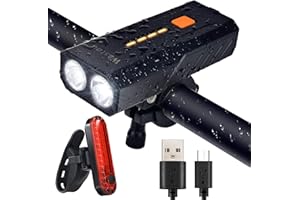 Wastou Bike Light, USB Rechargeable Bicycle Headlight, IPX6 Waterproof 6 Modes LED Front Cycling Light, Super Bright Flashlight Torch for Road Mountain Cycling (Black)