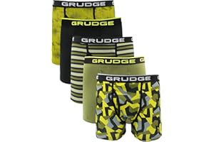 GRUDGE Men's Boxers Shorts (5 Pack) Multipacked Underwear Gift Set | Comfortable Stretch Cotton Mens Trunks, Colourful & Black Underpants Briefs