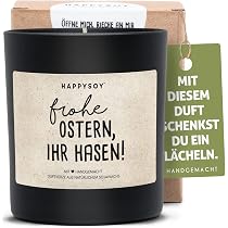 HAPPYSOY Oster-Duftkerze Im Glas – Aus Sojawachs, Handgemacht, Nachhaltig – Mit Spruch – Perfektes Geschenk Zu Ostern