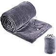 Electric Heated Blanket, Soft USB Electric Throw, Wearable Heated Blanket for Back Pain and Cramps Relief, 3 Heat Settings, Machine Washable Flannel Electric Overblanket for Sofa, Grey - 140x80cm