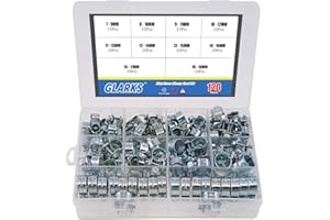 Glarks Juego de 120 abrazaderas de manguera de 10 tamaños para tubo de gasolina diésel