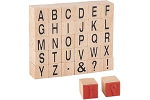 PH PandaHall 30 Sellos Madera con Letras la A a la Z Sellos Madera Vintage con símbolos Letras del Alfabeto para Manualidades Diario Letras y álbumes Recortes Tarjetas Viaje 24x15cm