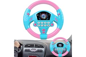 ABONDA Steering Wheel Toy, Fun Creative Car Driving Toy with Sound and Light, Kids Electric Early Education Simulation Steering Wheel Toy for Boys and Girls