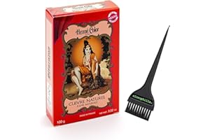 Sitarama Henna Color – Coloración natural para el cabello con agua sin amoniaco ni agua oxigenat, sin PPD – Polvo Henne 100 g y pincel clorophilla. (CUIVRE NATUREL Cobre natural, 100 g)