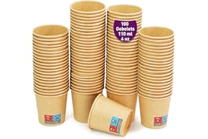GOBETREE 100 gobelets en papier Kraft jetables de 120ml pour le café espresso et Lungo. Pour boissons chaudes et froides. Gobelets en carton jetables