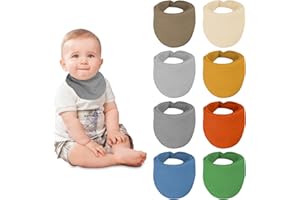 Miyacare 10 Stück Lätzchen Baby Absorbierende Dreieckstuch, Vier Stockwerke Weiche Musselin Halstücher mit 4 Verstellbares Ruckknöpfe, 100% Baumwolle, für Jungen, Mädchen Neugeboren