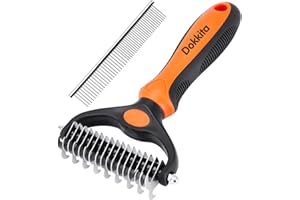 Dokkita Hundebürste Katzenbürste Unterwolle Langhaar Kurzhaar, Unterfellbürste 17+9 Harken Seite, Unterwollkamm Entfernt Unterwolle & Verfilzungen, Fellbürste mit Massageffekt & Deckhaarschutz