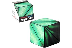 Transforming Magic Cube Fidget Box - Morphs into 72 Unique Geometric Cube - Magnetic Infinity Cube Brain Game for Kids & Adults. (Mix Earth) - BBargain Basket. (Forest Green)