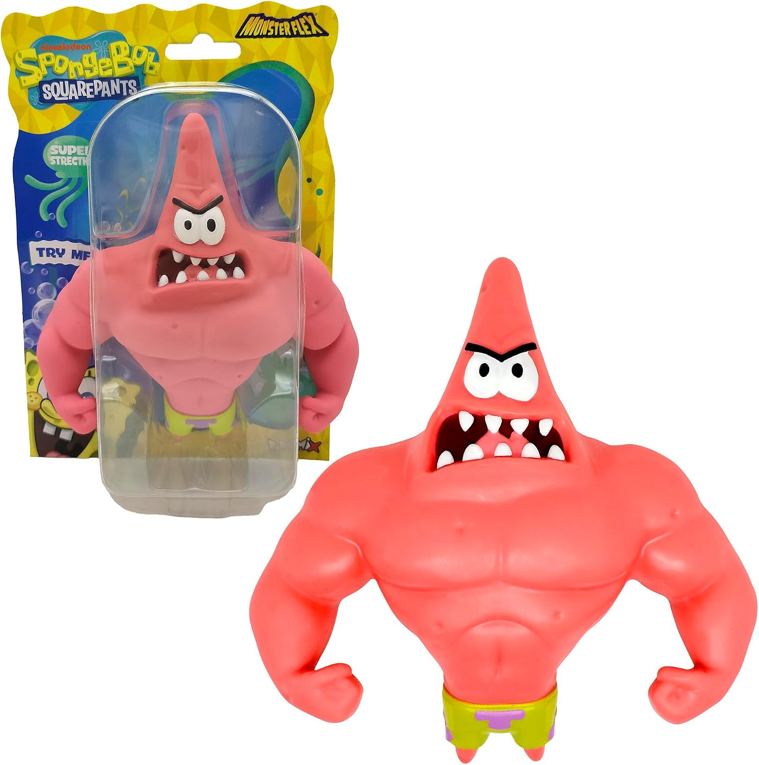 Bizak Monsterflex Bob Esponja Figura Patricio Musculado, muñeco súper Extensible y elástico, Producto Oficial Nickelodeon, 4 Modelos para coleccionar, para Fans y niños Desde 6 años (64393003-4)