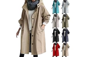 BAFUIE Gabardinas Ligera para Mujer, Elegante Rompevientos con Capucha Holgada Cómoda Transpirable Activa para Exteriore, Talla grande, Chaquetas Cortavientos
