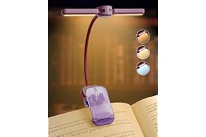 enclize Leselicht, wiederaufladbares Buchlicht zum Lesen im Bett, 180 ° verstellbarer Lichtkopf, augenschonende 3 Farbtemperatur und stufenloses Dimmen, ideal für Leseliebhaber - Rosa Violett