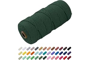 Uiopa Macrame Cord 3mm x 100m, Natural Cotton Cord Coloured Macrame Yarn Soft Rope, Macrame String Cotton Twine for Crafts, Plant Hanger, Wall Hanging, Wrapping, Christmas Decorations (Dark Green)