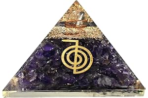AMAZING GEMSTONE Améthyste Orgone Pyramid pour la protection contre les champs électromagnétiques et les énergies négatives - Pyramide de cristal d'améthyste naturelle (Reiki)
