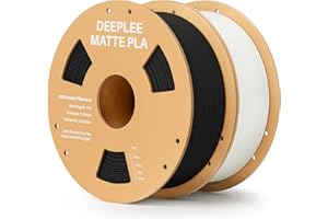 DEEPLEE Filamento Matte PLA 1,75 mm, Opaco PLA Filamenti per Stampante 3D con Precisione Dimensionale +/- 0,02 mm, per la Maggior parte delle Stampanti 3D FDM, 2KG(1kg/bobina) Nero Bianco