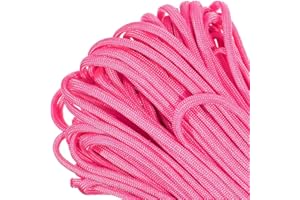 PARACORD PLANET – Cavo per Paracadute in Nylon a 7 Fili di Grado Commerciale di Tipo III 550 (Rosa Rosa, 50 Piedi)