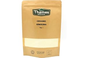 Organic Semolina - No Additives, No Preservatives, Certified Organic, Raw, Vegan, GMO Free - Perfect for Baking and Cooking - High Protein - Thames Organic 1kg