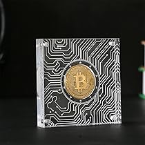 Pièce Bitcoin Plaquée Or 24 Carats - 2 Pièces Collection Satoshi Nakamoto, Cadeau Pour Fan De Crypto, Dans Capsule