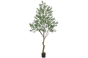 Oairse 210 cm olivo artificial planta artificial plantas artificiales grandes plantas artificiales plantas falsas plantas de plástico en maceta, árbol artificial como real para decoración del hogar