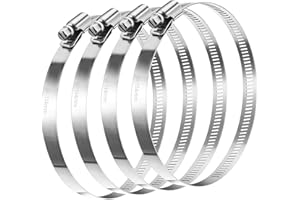 ASIRYVA 4 Pcs Adjustable Stainless Steel Hose Clips, Large Size Metal Worm Gear Fuel Line Pipe Clamps for Dryer Vent Air Duct Automotive Plumbing