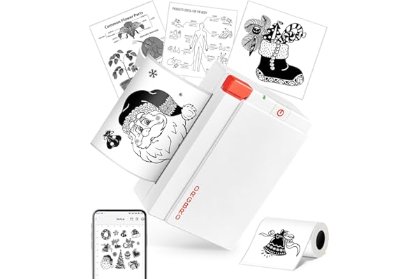 ORGBRO Mini Impresora Termica, X3 Bluetooth Impresora Pegatinas Autoadhesivas Portatil, con 1 Rollo de Papel Térmico, 300DPI Impresora Fotográfica Adecuado para Notas de Estudio, Fotos, Blanco