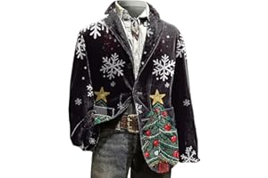 BLZZWO Weihnachtssakko Herren,Cord Sakko Weihnachtsblazer Lustig Blazer Sportlich Modern Weihnachts Outfit Anzugmantel Business Festliches Outfit Party-Blazer Weihnachts Jacket Ugly Christmas (S-4XL)