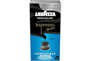 ‎LAVAZZA Lavazza Maestro Dek, Entkoffeinierter Espresso mit Aromen von Trockenfrüchten, 10 Kapseln, Nespresso kompatibel