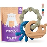 Infatot® Premium Silicone Teething Toys Baby 0–6 Months – Whale & Octopus BPA-Free Teether, Multi-Texture Sensory Chew Toy, E