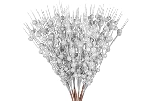12PZ Rami Glitterati Decorazione con Bacche Glitterate Artificiale Bacca Argento Steli Natalizi Gambo Bacche Rami Bacche di Natale Steli l'albero di Natale Stagione Larber 12pcs multi-colored branches